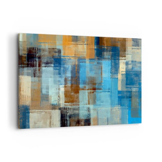 Obraz na płótnie - Przez błękitną zasłonę - 100x70cm - Abstrakcja Sztuka Farba - Nowoczesny foto obraz w ramie do salonu do sypialni ARTTOR ARTTOR