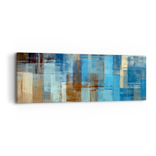 Obraz na płótnie - Przez błękitną zasłonę - 90x30cm - Abstrakcja Sztuka Farba - Nowoczesny Canvas obraz do salonu do sypialni ARTTOR ARTTOR