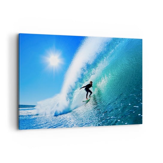 Obraz na płótnie - Przez wielki błękit - 120x80cm - Sport Surfer Morze - Nowoczesny obraz na ścianę do salonu do sypialni ARTTOR ARTTOR
