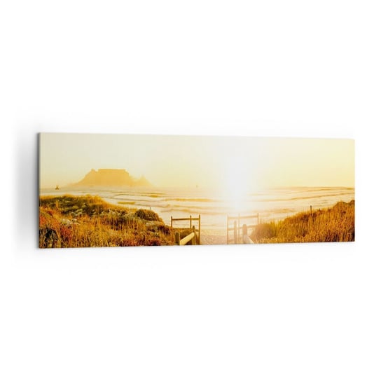 Obraz na płótnie - Przez wydmę, w stronę słońca - 160x50cm - Krajobraz Plaża Zachód Słońca - Nowoczesny foto obraz w ramie do salonu do sypialni ARTTOR ARTTOR
