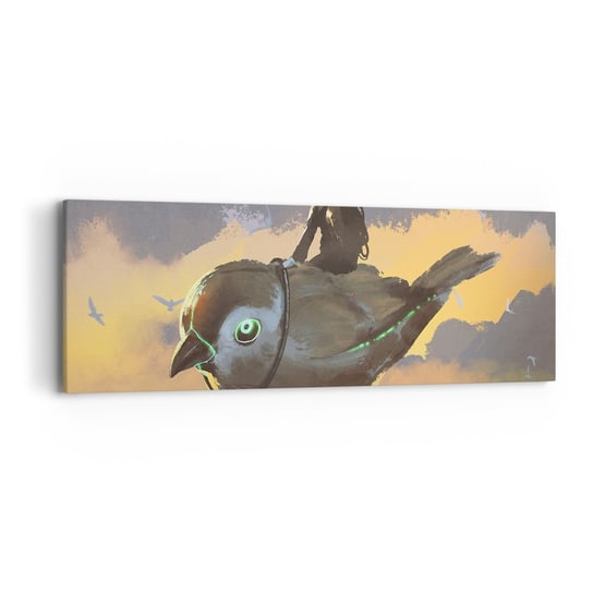 Obraz na płótnie - Przystanek w fantastycznej podróźy - 90x30cm - Abstrakcja Ptak Fantasy - Nowoczesny Canvas obraz do salonu do sypialni ARTTOR ARTTOR