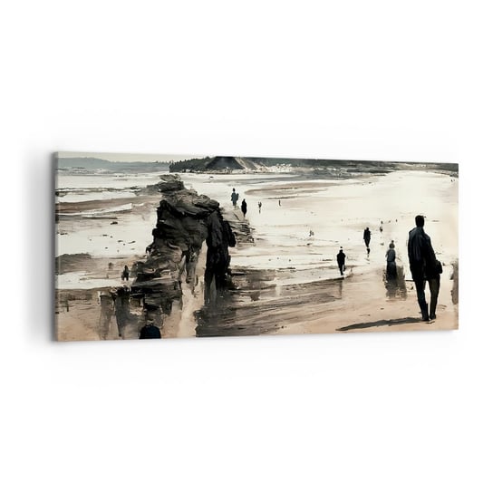 Obraz na płótnie - Przywołani - 120x50cm - Plaża Ludzie Sztuka - Nowoczesny obraz na ścianę do salonu do sypialni ARTTOR ARTTOR