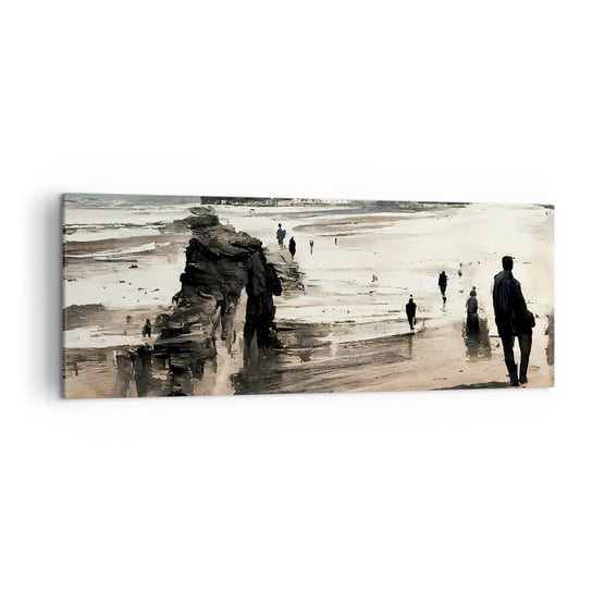 Obraz na płótnie - Przywołani - 140x50cm - Plaża Ludzie Sztuka - Nowoczesny Canvas obraz do salonu do sypialni ARTTOR ARTTOR