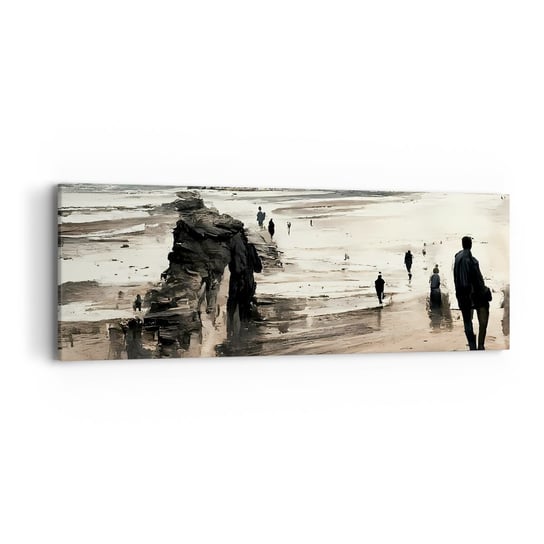 Obraz na płótnie - Przywołani - 90x30cm - Plaża Ludzie Sztuka - Nowoczesny Canvas obraz do salonu do sypialni ARTTOR ARTTOR