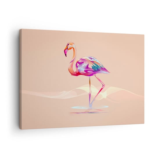 Obraz na płótnie - Ptak dobrych emocji - 70x50 cm - Obraz nowoczesny - Flaming, Ptak, Abstrakcja, Sztuka, 3D - AA70x50-3839 ARTTOR