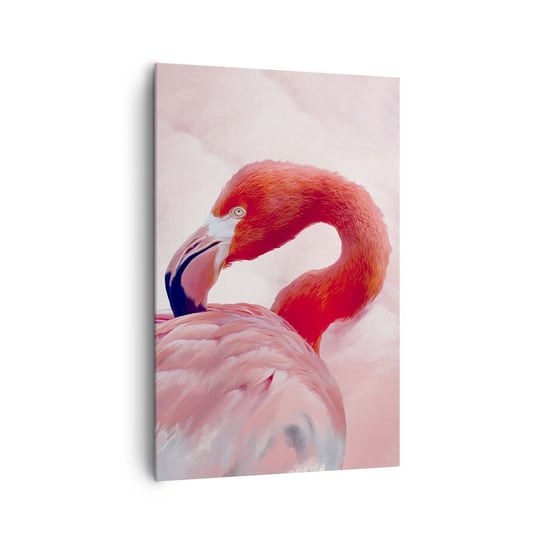 Obraz na płótnie - Ptasia uroda - 80x120cm - Flaming Ptak Natura - Nowoczesny obraz na ścianę do salonu do sypialni ARTTOR ARTTOR