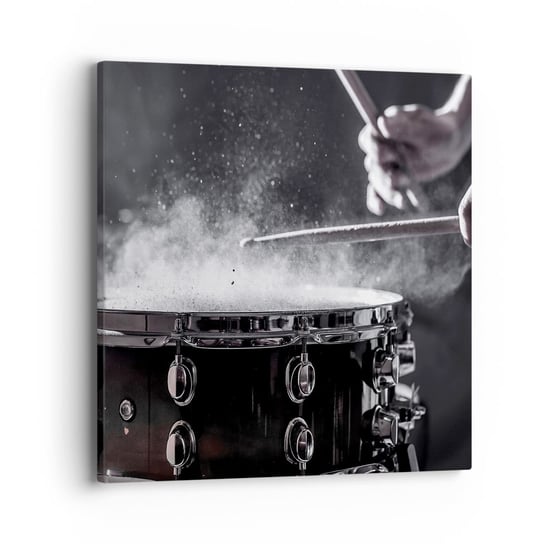 Obraz na płótnie - Puls muzyki - 40x40 cm - Obraz nowoczesny - Muzyka, Instrument Muzyczny, Werbel, Perkusja, Czarno-Biały - AC40x40-4313 ARTTOR