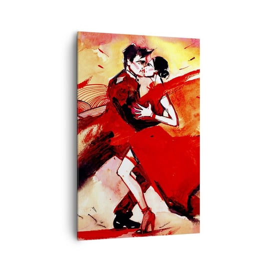 Obraz na płótnie - Purpurowy rytm namiętności - 80x120cm - Abstrakcja Taniec Tango - Nowoczesny obraz na ścianę do salonu do sypialni ARTTOR ARTTOR