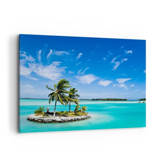 Obraz na płótnie - Raj na ziemi - 100x70cm - Krajobraz Wyspa Morze - Nowoczesny foto obraz w ramie do salonu do sypialni ARTTOR ARTTOR