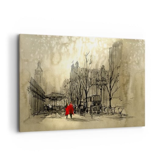 Obraz na płótnie - Randka w londyńskiej mgle  - 120x80 cm - Obraz nowoczesny - Miasto, Londyn, Architektura, Miłość, Romantyczna Para - AA120x80-3190 ARTTOR