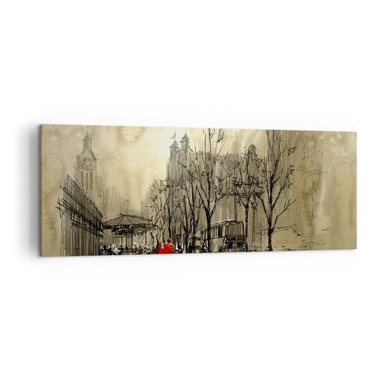Obraz na płótnie - Randka w londyńskiej mgle  - 140x50cm - Miasto Londyn Architektura - Nowoczesny Canvas obraz do salonu do sypialni ARTTOR ARTTOR