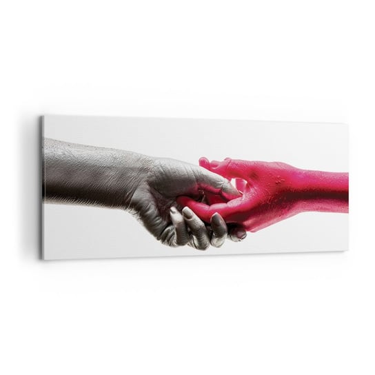 Obraz na płótnie - Razem, choć inni - 120x50cm - Ludzkie Dłonie Ręka Abstrakcja - Nowoczesny obraz na ścianę do salonu do sypialni ARTTOR ARTTOR