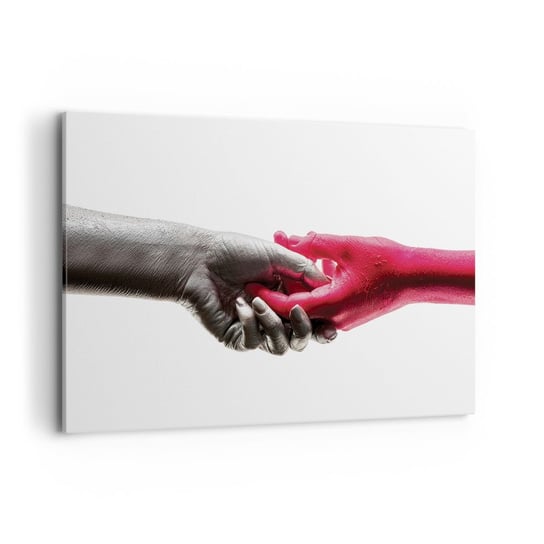 Obraz na płótnie - Razem, choć inni - 120x80cm - Ludzkie Dłonie Ręka Abstrakcja - Nowoczesny obraz na ścianę do salonu do sypialni ARTTOR ARTTOR