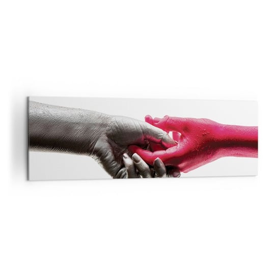 Obraz na płótnie - Razem, choć inni - 160x50cm - Ludzkie Dłonie Ręka Abstrakcja - Nowoczesny foto obraz w ramie do salonu do sypialni ARTTOR ARTTOR