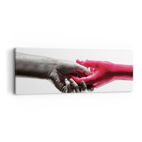 Obraz na płótnie - Razem, choć inni - 90x30cm - Ludzkie Dłonie Ręka Abstrakcja - Nowoczesny Canvas obraz do salonu do sypialni ARTTOR ARTTOR