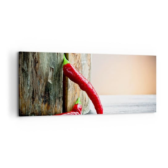 Obraz na płótnie - Red hot chili peppers - 100x40cm - Papryka Chili Przyprawa - Nowoczesny foto obraz w ramie do salonu do sypialni ARTTOR ARTTOR