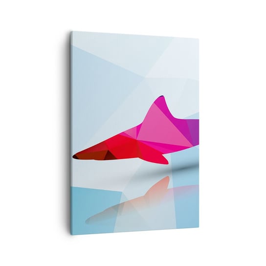 Obraz na płótnie - Rekin w krystalicznej przestrzeni - 50x70cm - Zwierzęta Rekin Figura Geometryczna - Nowoczesny Canvas obraz do salonu do sypialni ARTTOR ARTTOR