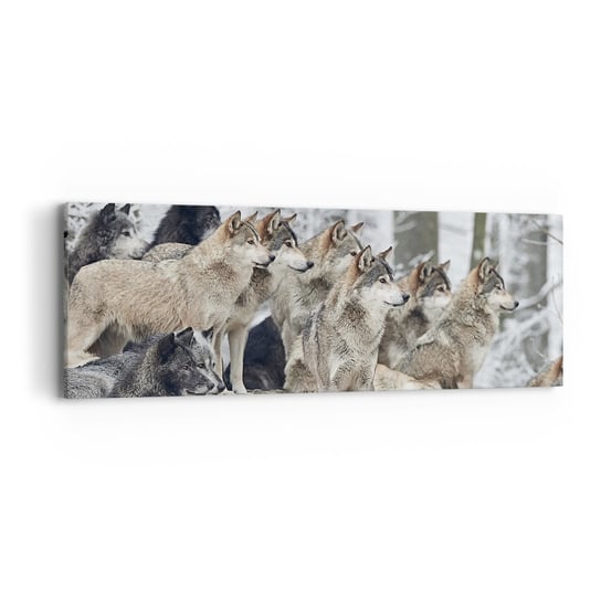 Obraz na płótnie - Rodzina i przyjaciele - 90x30cm - Wataha Wilków Wilki Zwierzęta - Nowoczesny Canvas obraz do salonu do sypialni ARTTOR ARTTOR