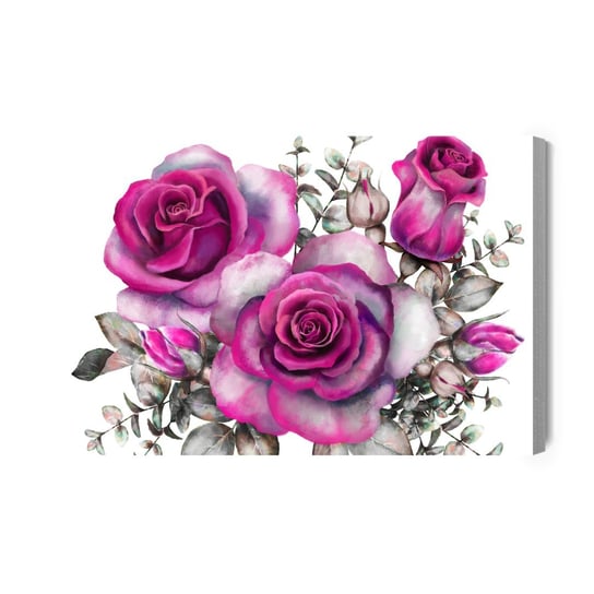 Obraz Na Płótnie Róże I Liście Malowane Akwarelą 70x50 NC Inna marka