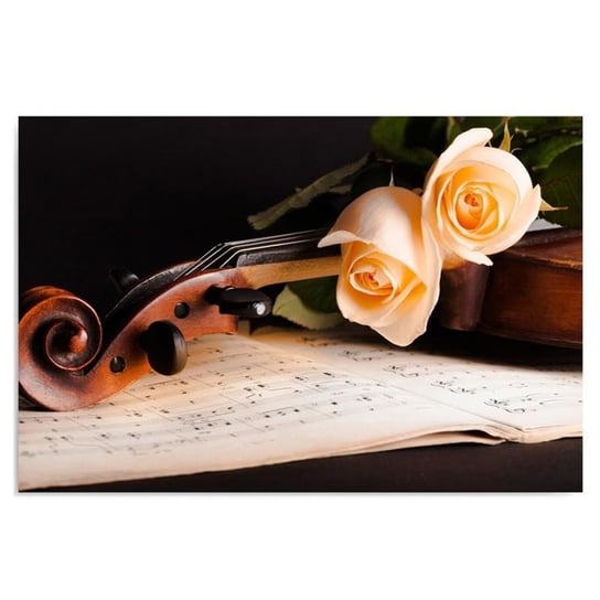 Obraz na płótnie, Róże na skrzypcach, 100x70 cm Feeby
