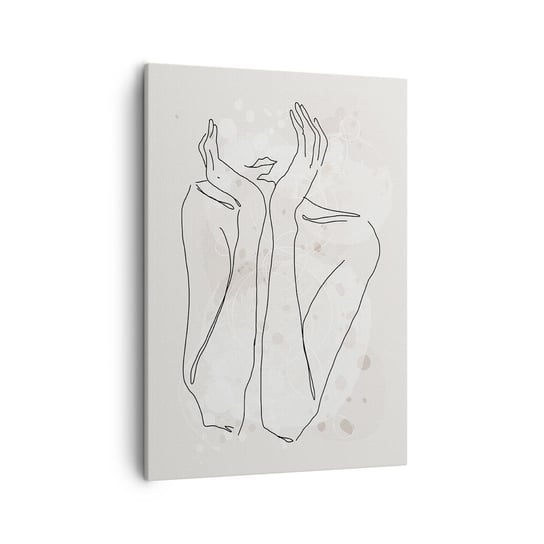 Obraz na płótnie - Rozmarzona chwila - 50x70cm - Grafika Kobieta Sztuka - Nowoczesny Canvas obraz do salonu do sypialni ARTTOR ARTTOR