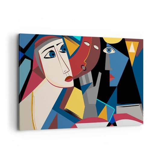 Obraz na płótnie - Rozmowa kubistów - 120x80cm - Ludzie Kubizm Portret - Nowoczesny obraz na ścianę do salonu do sypialni ARTTOR ARTTOR