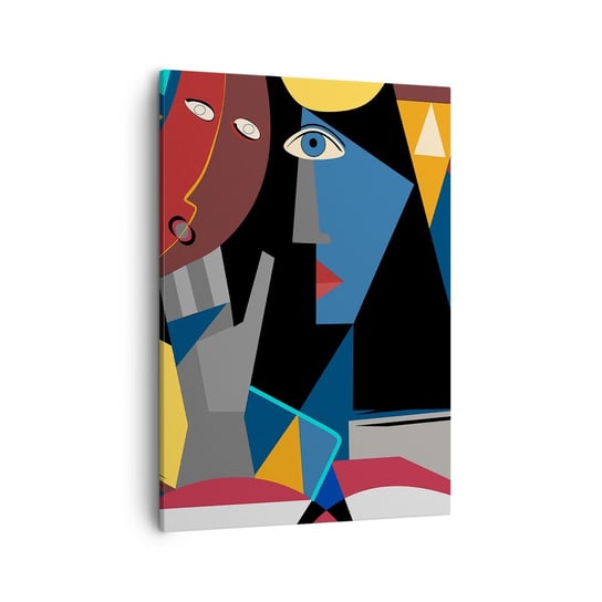 Obraz na płótnie - Rozmowa kubistów - 50x70cm - Ludzie Kubizm Portret - Nowoczesny Canvas obraz do salonu do sypialni ARTTOR ARTTOR