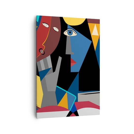 Obraz na płótnie - Rozmowa kubistów - 70x100cm - Ludzie Kubizm Portret - Nowoczesny foto obraz w ramie do salonu do sypialni ARTTOR ARTTOR