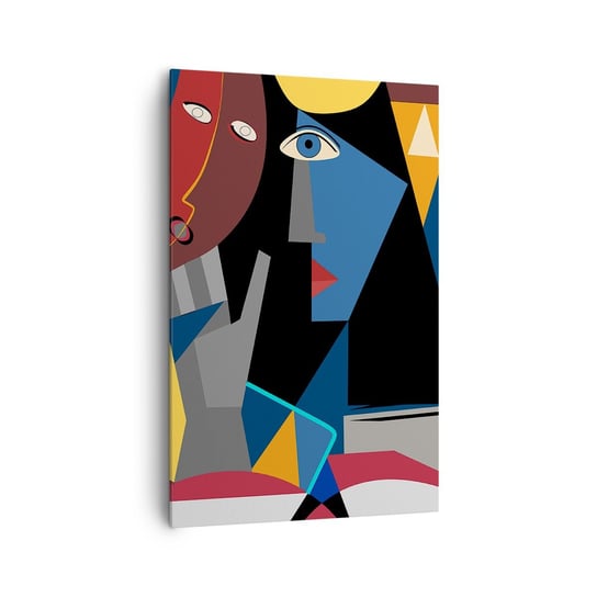 Obraz na płótnie - Rozmowa kubistów - 80x120cm - Ludzie Kubizm Portret - Nowoczesny obraz na ścianę do salonu do sypialni ARTTOR ARTTOR