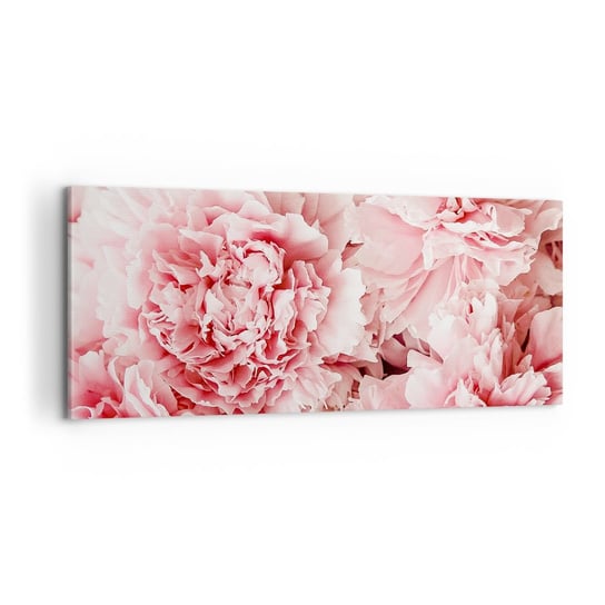 Obraz na płótnie - Różowe marzenie - 100x40cm - Kwiaty Piwonie Romantyzm - Nowoczesny foto obraz w ramie do salonu do sypialni ARTTOR ARTTOR