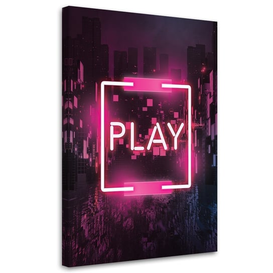Obraz na płótnie, Różowy napis PLAY dla gracza - 60x90 Inna marka