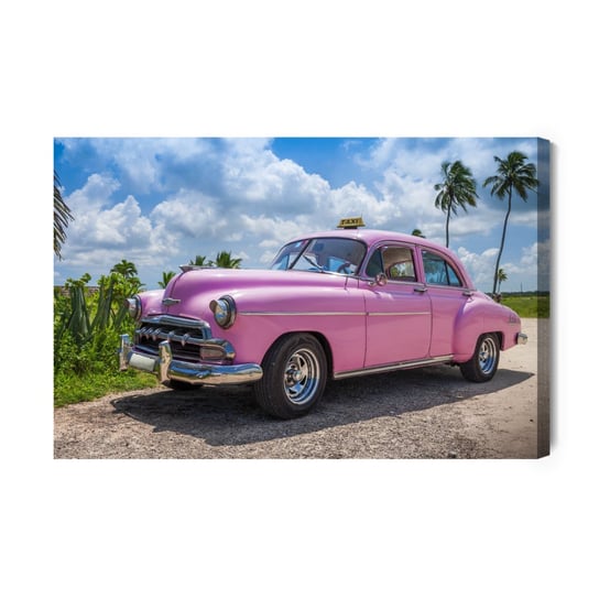Obraz Na Płótnie Różowy Samochód Vintage 30x20 NC Inna marka