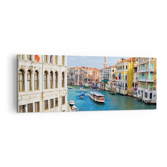Obraz na płótnie - Ruch uliczny jedyny na świecie - 140x50cm - Wenecja Architektura Grand Canal - Nowoczesny Canvas obraz do salonu do sypialni ARTTOR ARTTOR