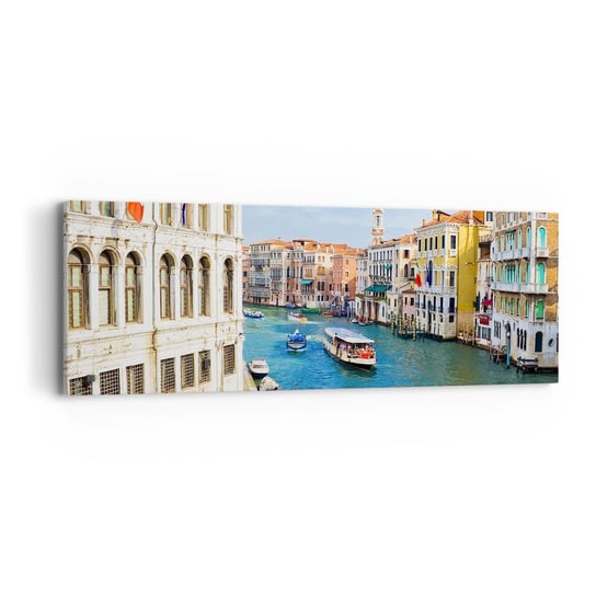 Obraz na płótnie - Ruch uliczny jedyny na świecie - 90x30cm - Wenecja Architektura Grand Canal - Nowoczesny Canvas obraz do salonu do sypialni ARTTOR ARTTOR