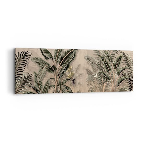 Obraz na płótnie - Rycina w kolonialnym stylu - 90x30cm - Las Tropikalny Palma Kokosowa Bananowiec - Nowoczesny Canvas obraz do salonu do sypialni ARTTOR ARTTOR