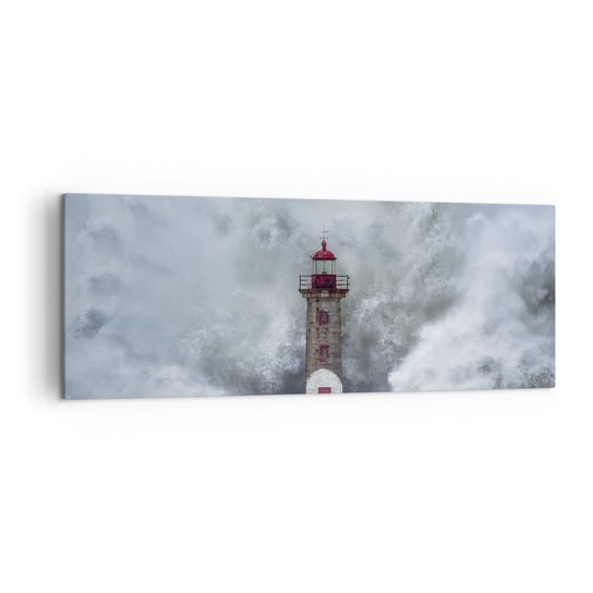 Obraz na płótnie - Ryk wód, szum zawiei - 140x50cm - Latarnia Morska Krajobraz Ocean - Nowoczesny Canvas obraz do salonu do sypialni ARTTOR ARTTOR