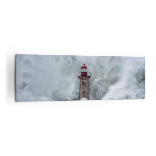 Obraz na płótnie - Ryk wód, szum zawiei - 160x50cm - Latarnia Morska Krajobraz Ocean - Nowoczesny foto obraz w ramie do salonu do sypialni ARTTOR ARTTOR