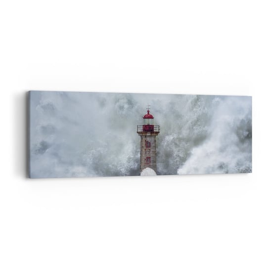 Obraz na płótnie - Ryk wód, szum zawiei - 90x30cm - Latarnia Morska Krajobraz Ocean - Nowoczesny Canvas obraz do salonu do sypialni ARTTOR ARTTOR