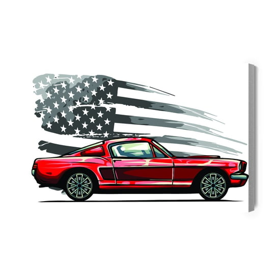 Obraz Na Płótnie Samochód Sportowy Na Szarym Tle Retro Flagi Usa 40x30 Inna marka