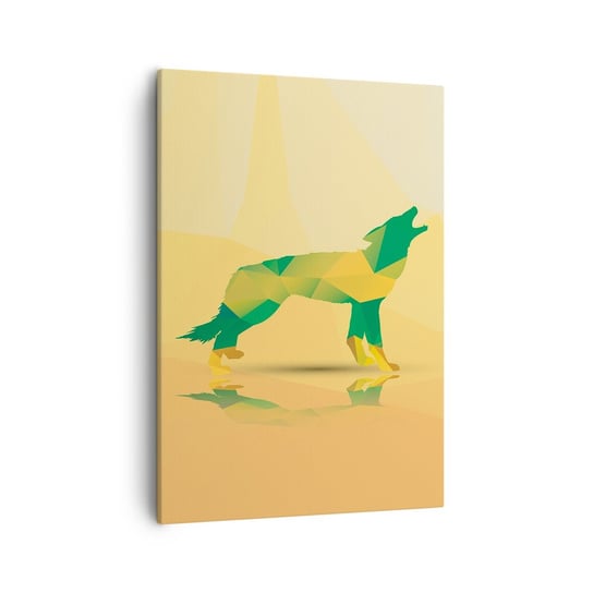 Obraz na płótnie - Samotny wilk - 50x70cm - Zwierzęta Wilk Figura Geometryczna - Nowoczesny Canvas obraz do salonu do sypialni ARTTOR ARTTOR