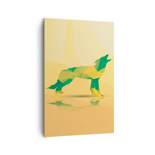 Obraz na płótnie - Samotny wilk - 80x120cm - Zwierzęta Wilk Figura Geometryczna - Nowoczesny obraz na ścianę do salonu do sypialni ARTTOR ARTTOR