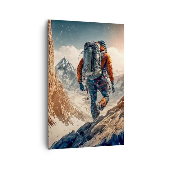 Obraz na płótnie - Samotny wojownik - 80x120cm - Alpy Wspinaczka Góry - Nowoczesny obraz na ścianę do salonu do sypialni ARTTOR ARTTOR