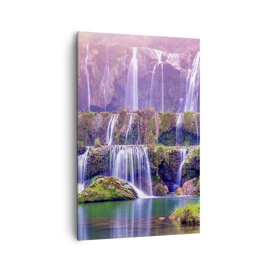Obraz na płótnie - Schody do nieba - 80x120cm - Krajobraz Wodospad Góry - Nowoczesny obraz na ścianę do salonu do sypialni ARTTOR ARTTOR