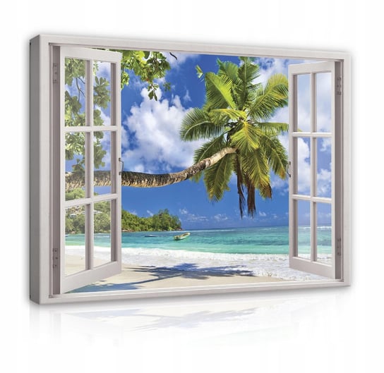 Obraz Na Płótnie Ścianę Do Salonu Sypialni OKNO 3D Plaża 100x70 Consalnet