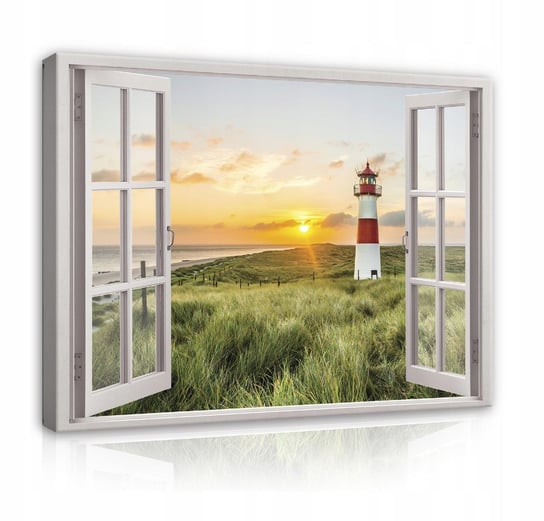 Obraz Na Płótnie Ścianę Do Salonu Sypialni OKNO 3D Plaża Natura Krajobraz Duży 100x70 Consalnet