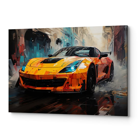 Obraz na płótnie ścianę do salonu sypialni SAMOCHÓD ŻÓŁTY CARS00002 70x100 Wave Print