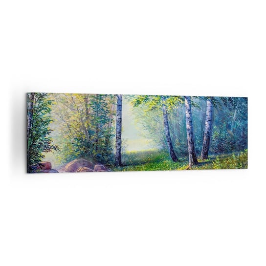Obraz na płótnie - Sielankowa sceneria - 160x50 cm - Obraz nowoczesny - Krajobraz, Las, Rzeka, Natura, Sztuka - AB160x50-4063 ARTTOR