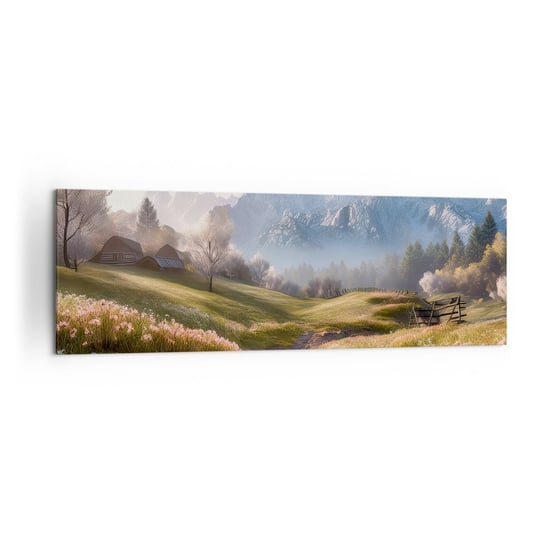 Obraz na płótnie - Sielska dolina - 160x50cm - Krajobraz Górski Ścieżka Alpy - Nowoczesny foto obraz w ramie do salonu do sypialni ARTTOR ARTTOR