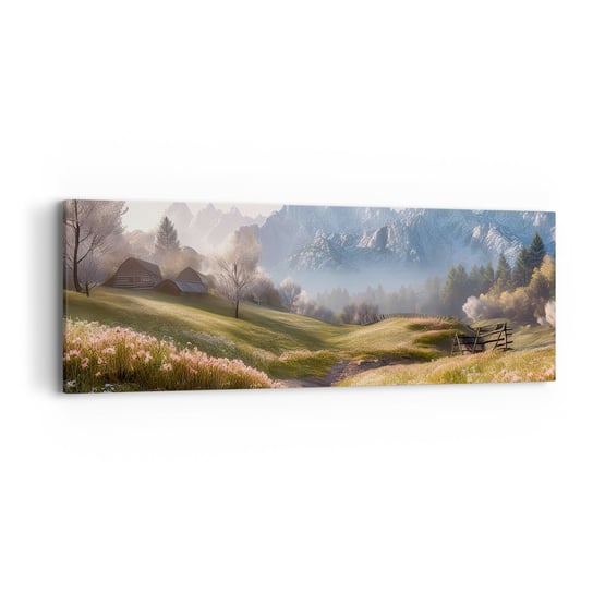 Obraz na płótnie - Sielska dolina - 90x30cm - Krajobraz Górski Ścieżka Alpy - Nowoczesny Canvas obraz do salonu do sypialni ARTTOR ARTTOR