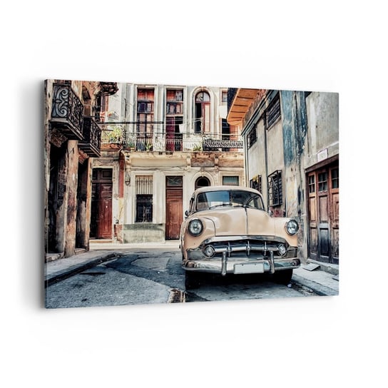 Obraz na płótnie - Sjesta w Hawanie - 120x80cm - Samochód Vintage Architektura Miasto - Nowoczesny obraz na ścianę do salonu do sypialni ARTTOR ARTTOR